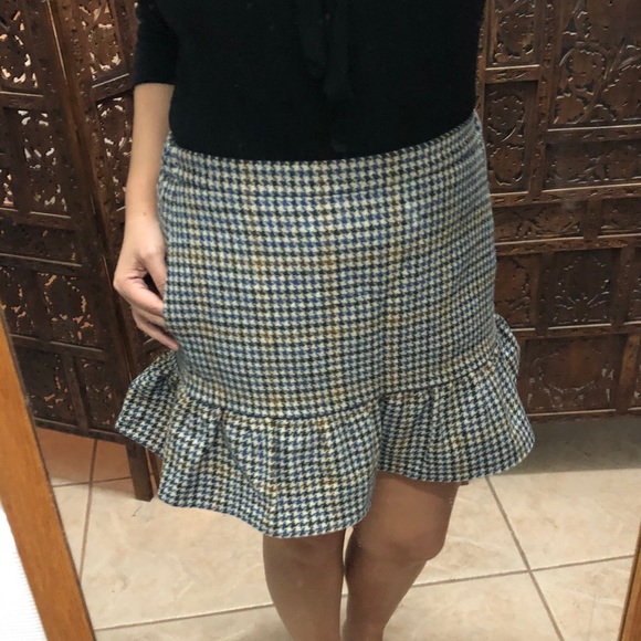 Jcrew Houndstooth Plaid Ruffle Skirt 8 - Picture 2 of 5
